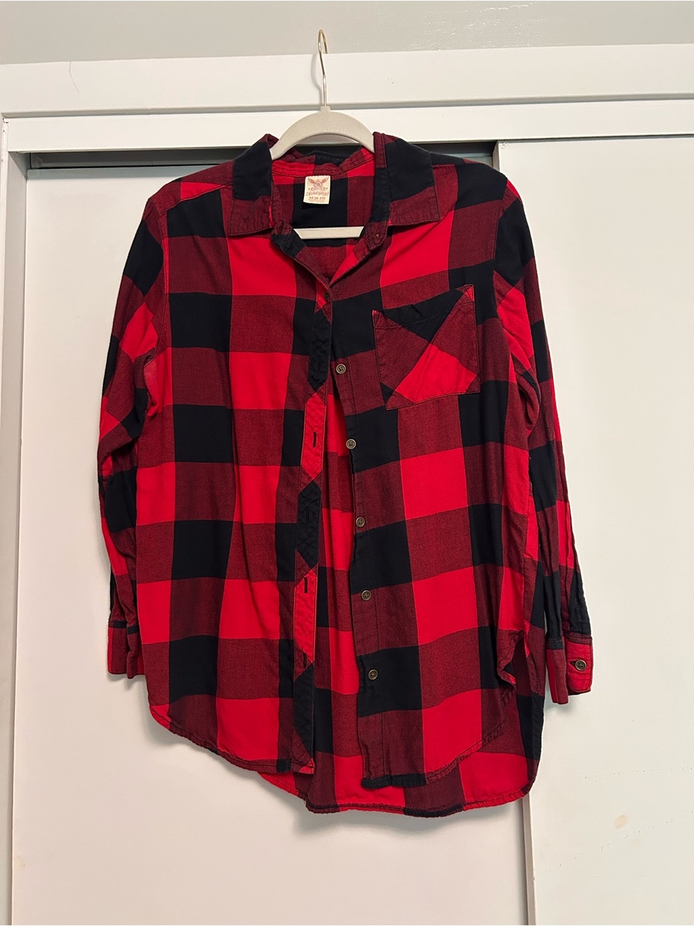 Faded Glory Red and Black Buffalo Plaid Button-Down Shirt